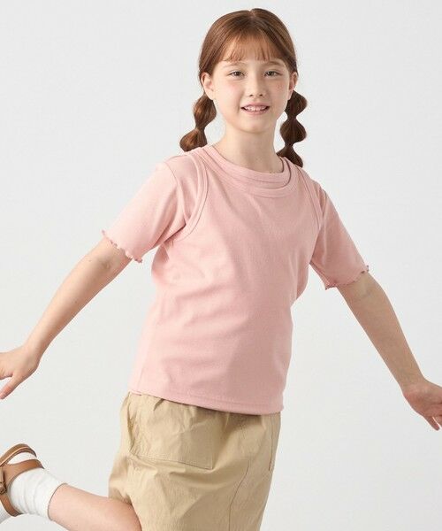 SHIPS / シップス Tシャツ | SHIPS any: リブTシャツ&タンクトップ レイヤードセット<KIDS>(ピンク)