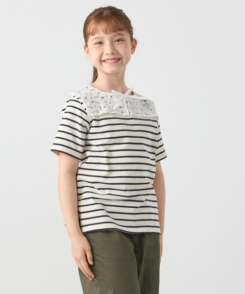SHIPS / シップス Tシャツ | SHIPS any: レース カラー リボン 半袖 Tシャツ<KIDS> | 詳細4