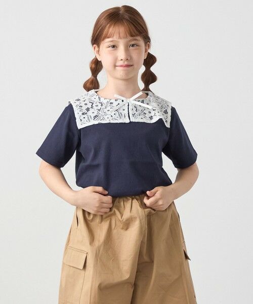 SHIPS / シップス Tシャツ | SHIPS any: レース カラー リボン 半袖 Tシャツ<KIDS> | 詳細10