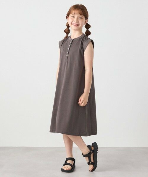 SHIPS / シップス ロング・マキシ丈ワンピース | SHIPS any: ヘンリーネック ノースリーブ Tシャツ ワンピース<KIDS> | 詳細4