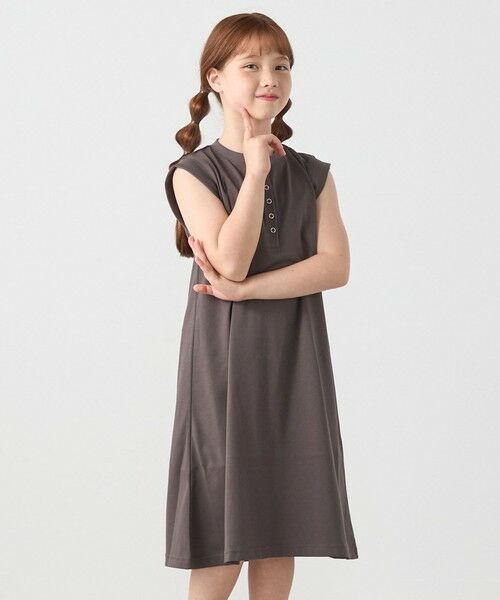 SHIPS / シップス ロング・マキシ丈ワンピース | SHIPS any: ヘンリーネック ノースリーブ Tシャツ ワンピース<KIDS> | 詳細5