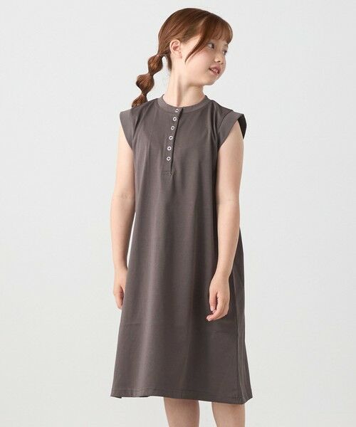 SHIPS / シップス ロング・マキシ丈ワンピース | SHIPS any: ヘンリーネック ノースリーブ Tシャツ ワンピース<KIDS> | 詳細6