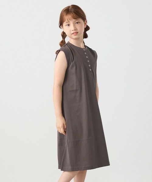 SHIPS / シップス ロング・マキシ丈ワンピース | SHIPS any: ヘンリーネック ノースリーブ Tシャツ ワンピース<KIDS> | 詳細7