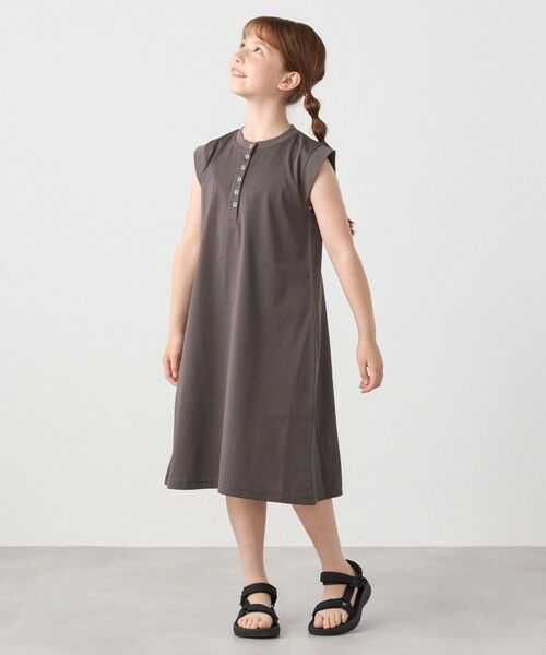 SHIPS / シップス ロング・マキシ丈ワンピース | SHIPS any: ヘンリーネック ノースリーブ Tシャツ ワンピース<KIDS> | 詳細2
