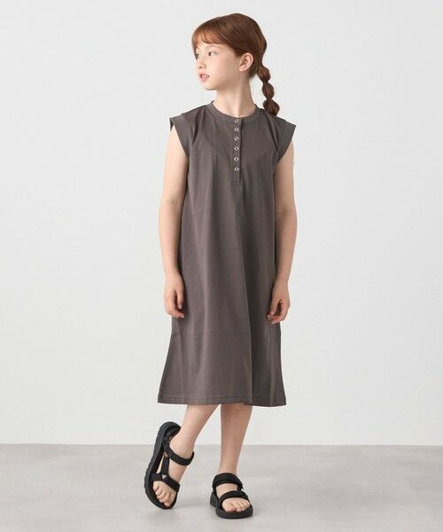 SHIPS / シップス ロング・マキシ丈ワンピース | SHIPS any: ヘンリーネック ノースリーブ Tシャツ ワンピース<KIDS> | 詳細3