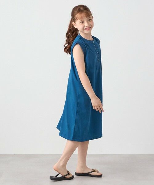SHIPS / シップス ロング・マキシ丈ワンピース | SHIPS any: ヘンリーネック ノースリーブ Tシャツ ワンピース<KIDS> | 詳細25