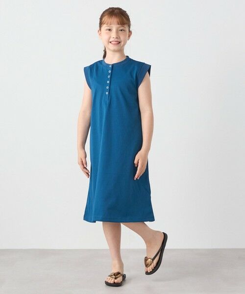 SHIPS / シップス ロング・マキシ丈ワンピース | SHIPS any: ヘンリーネック ノースリーブ Tシャツ ワンピース<KIDS> | 詳細28