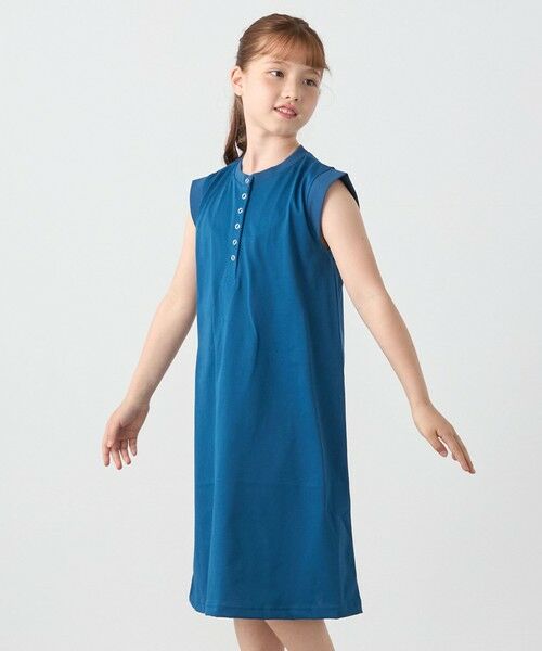 SHIPS / シップス ロング・マキシ丈ワンピース | SHIPS any: ヘンリーネック ノースリーブ Tシャツ ワンピース<KIDS> | 詳細30