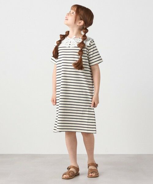 SHIPS / シップス ミニ丈・ひざ丈ワンピース | SHIPS any: レース カラー リボン 半袖 Tシャツ ワンピース <KIDS> | 詳細3