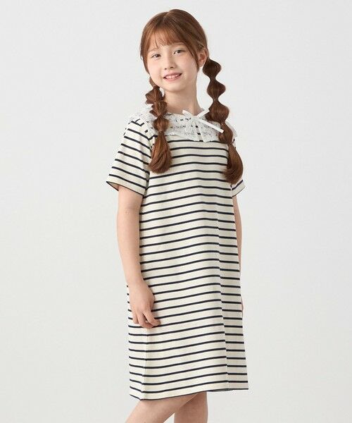 SHIPS / シップス ミニ丈・ひざ丈ワンピース | SHIPS any: レース カラー リボン 半袖 Tシャツ ワンピース <KIDS> | 詳細5