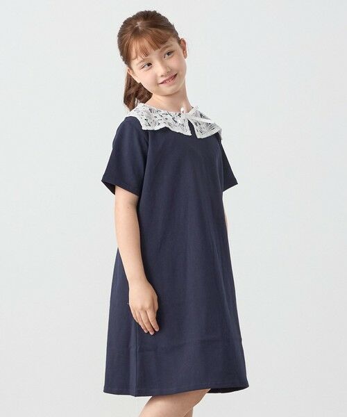 SHIPS / シップス ミニ丈・ひざ丈ワンピース | SHIPS any: レース カラー リボン 半袖 Tシャツ ワンピース <KIDS> | 詳細20