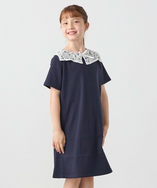 SHIPS / シップス ミニ丈・ひざ丈ワンピース | SHIPS any: レース カラー リボン 半袖 Tシャツ ワンピース <KIDS> | 詳細21