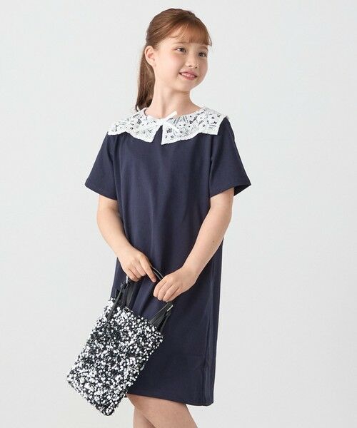 SHIPS / シップス ミニ丈・ひざ丈ワンピース | SHIPS any: レース カラー リボン 半袖 Tシャツ ワンピース <KIDS> | 詳細22