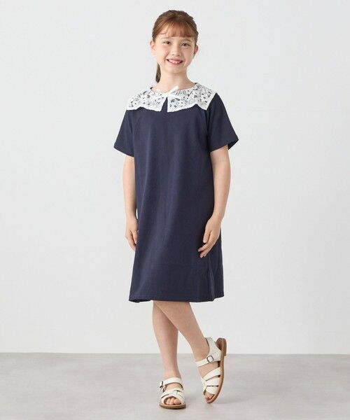 SHIPS / シップス ミニ丈・ひざ丈ワンピース | SHIPS any: レース カラー リボン 半袖 Tシャツ ワンピース <KIDS> | 詳細17
