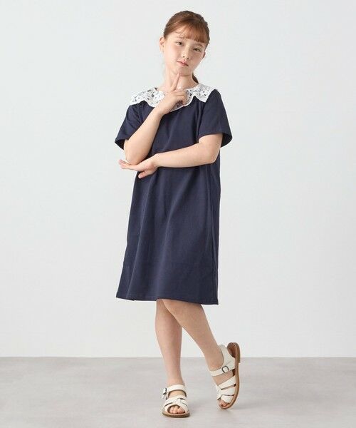 SHIPS / シップス ミニ丈・ひざ丈ワンピース | SHIPS any: レース カラー リボン 半袖 Tシャツ ワンピース <KIDS> | 詳細18