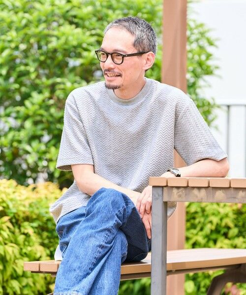 SHIPS / シップス Tシャツ | SHIPS: 膨れジャカード ショートスリーブ Tシャツ（グレー）
