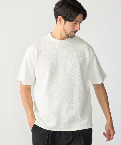 SHIPS / シップス Tシャツ | SHIPS: ハウンドトゥース 膨れ ジャカード ショートスリーブ Tシャツ | 詳細1