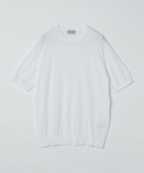SHIPS / シップス Tシャツ | JOHN SMEDLEY: KEMPTON シーアイランド コットン ニット Tシャツ（ホワイト）