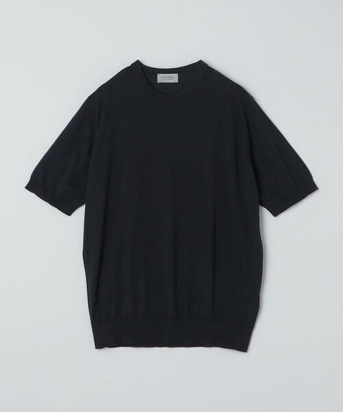 SHIPS / シップス Tシャツ | JOHN SMEDLEY: KEMPTON シーアイランド コットン ニット Tシャツ（ブラック）