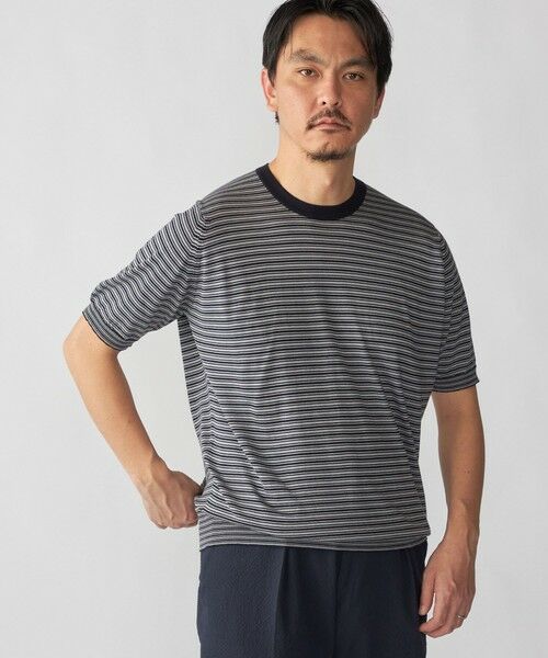 SHIPS / シップス Tシャツ | JOHN SMEDLEY: HOWICK マイクロボーダー ニット Tシャツ | 詳細1