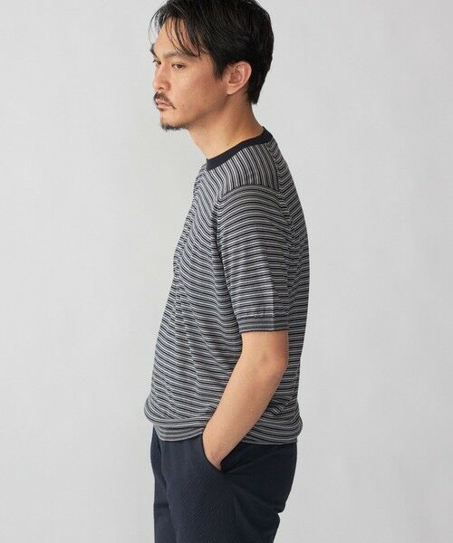 SHIPS / シップス Tシャツ | JOHN SMEDLEY: HOWICK マイクロボーダー ニット Tシャツ | 詳細2