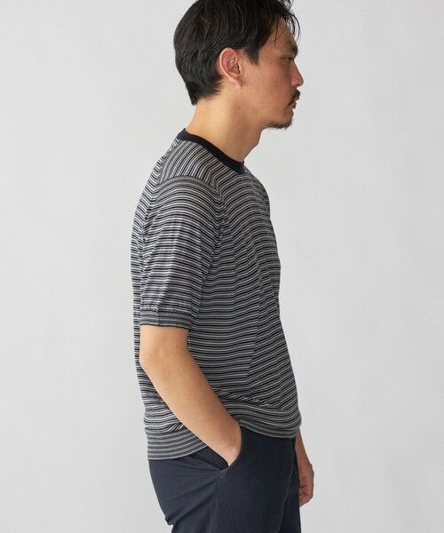 SHIPS / シップス Tシャツ | JOHN SMEDLEY: HOWICK マイクロボーダー ニット Tシャツ | 詳細4