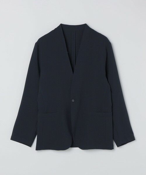 SHIPS / シップス ノーカラージャケット | 《予約》SHIPS Colors:〈洗濯機可能〉2WAY ストレッチ ノーカラー ジャケット◆（ダークブルー）