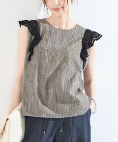 SHIPS / シップス シャツ・ブラウス | 《予約》SHIPS Colors:〈手洗い可能〉バンピースラブ チェック レーススリーブ ブラウス◆