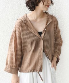 SHIPS / シップス シャツ・ブラウス | 《予約》【WEB限定】〈手洗い可能〉シアー ストライプ フード 羽織り シャツ