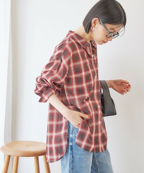 SHIPS / シップス シャツ・ブラウス | 《予約》〈手洗い可能〉シアー チェック オーバー サイズ シャツ（レッド）