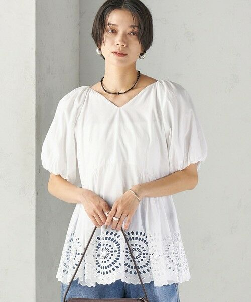 SHIPS / シップス シャツ・ブラウス | 《予約》〈洗濯機可能〉Sohana: シフリー 刺繍 Vネック ペプラム ブラウス | 詳細5