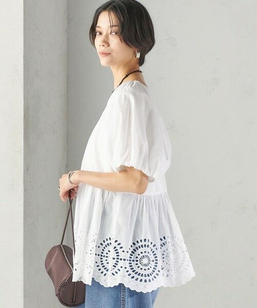 SHIPS / シップス シャツ・ブラウス | 《予約》〈洗濯機可能〉Sohana: シフリー 刺繍 Vネック ペプラム ブラウス | 詳細7