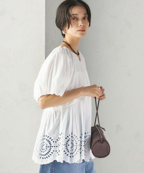 SHIPS / シップス シャツ・ブラウス | 《予約》〈洗濯機可能〉Sohana: シフリー 刺繍 Vネック ペプラム ブラウス | 詳細9