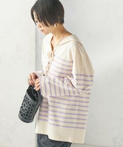 SHIPS / シップス カットソー（半袖以外） | 【SHIPS別注】Le minor: ボーダー セーラーカラー プルオーバー