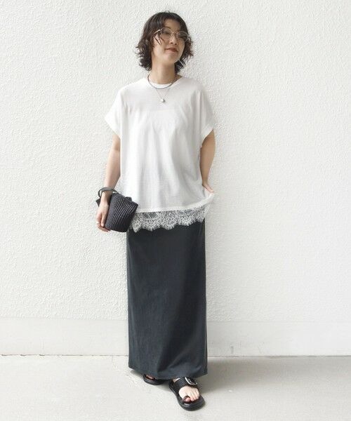 SHIPS / シップス Tシャツ | 〈手洗い可能〉レース コンビ フレンチ スリーブ TEE | 詳細7