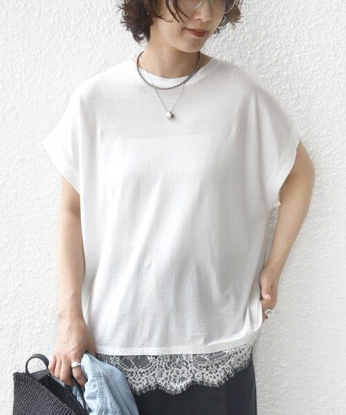 SHIPS / シップス Tシャツ | 〈手洗い可能〉レース コンビ フレンチ スリーブ TEE | 詳細9