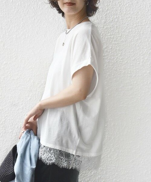 SHIPS / シップス Tシャツ | 〈手洗い可能〉レース コンビ フレンチ スリーブ TEE | 詳細10