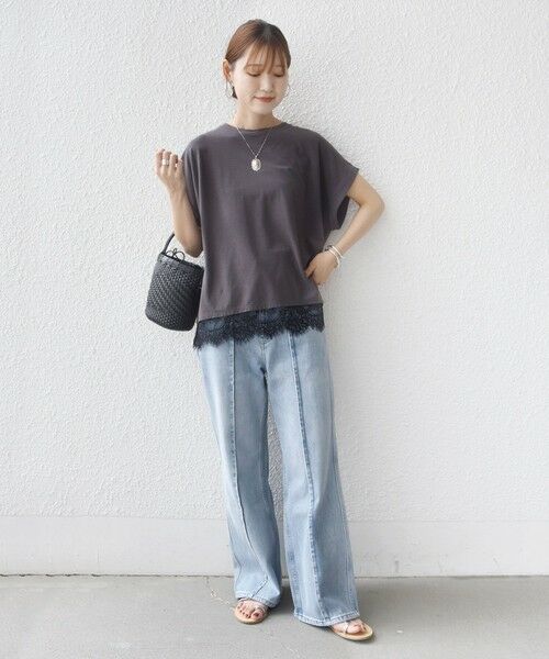 SHIPS / シップス Tシャツ | 〈手洗い可能〉レース コンビ フレンチ スリーブ TEE | 詳細19