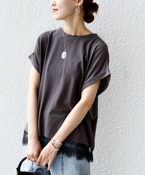 SHIPS / シップス Tシャツ | 〈手洗い可能〉レース コンビ フレンチ スリーブ TEE | 詳細23