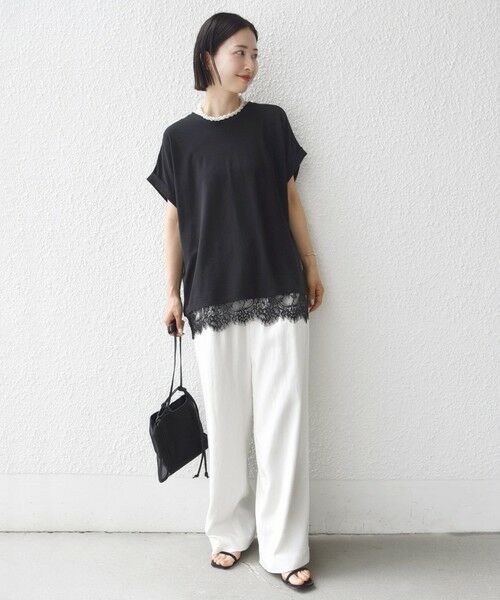 SHIPS / シップス Tシャツ | 〈手洗い可能〉レース コンビ フレンチ スリーブ TEE | 詳細29