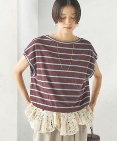 SHIPS / シップス Tシャツ | 《予約》マルチ ボーダー 裾 ドロスト プルオーバー