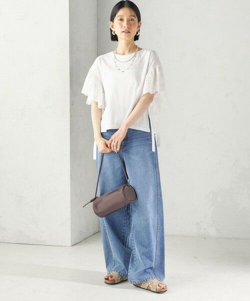 SHIPS / シップス Tシャツ | 《予約》〈洗濯機可能〉Sohana: シフリー 刺繍 レース スリーブ TEE | 詳細1