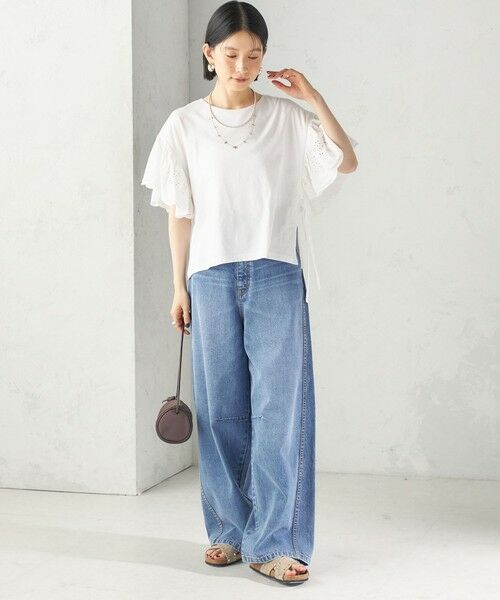 SHIPS / シップス Tシャツ | 《予約》〈洗濯機可能〉Sohana: シフリー 刺繍 レース スリーブ TEE | 詳細2
