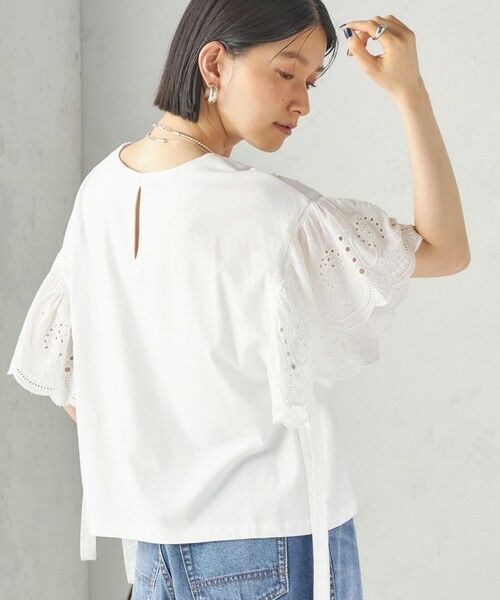 SHIPS / シップス Tシャツ | 《予約》〈洗濯機可能〉Sohana: シフリー 刺繍 レース スリーブ TEE | 詳細8