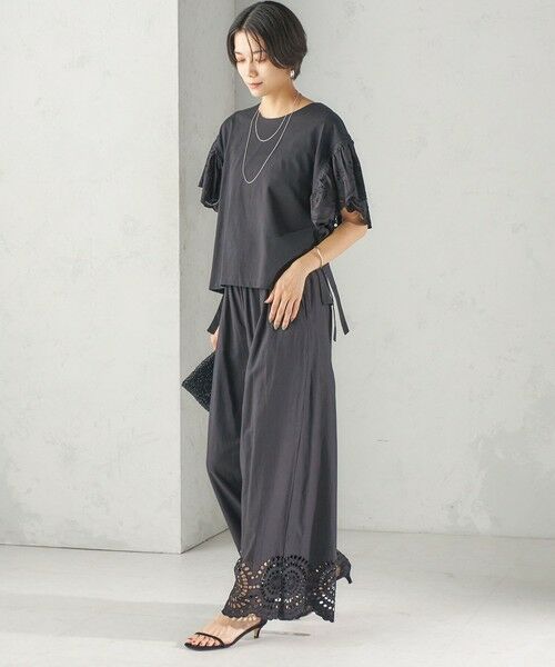 SHIPS / シップス Tシャツ | 《予約》〈洗濯機可能〉Sohana: シフリー 刺繍 レース スリーブ TEE | 詳細12