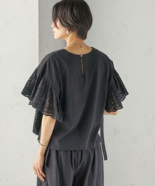 SHIPS / シップス Tシャツ | 《予約》〈洗濯機可能〉Sohana: シフリー 刺繍 レース スリーブ TEE | 詳細18