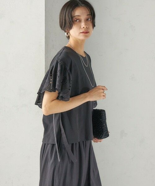SHIPS / シップス Tシャツ | 《予約》〈洗濯機可能〉Sohana: シフリー 刺繍 レース スリーブ TEE | 詳細19