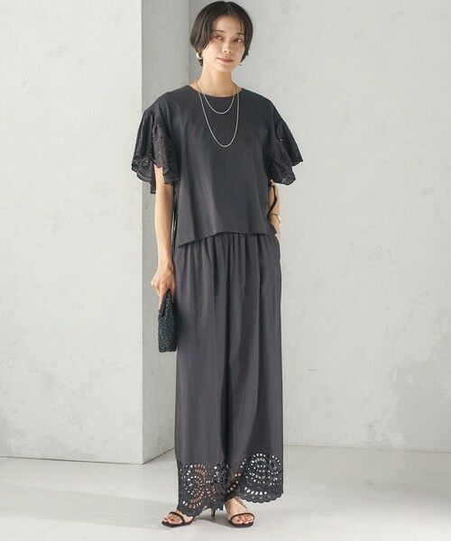 SHIPS / シップス Tシャツ | 《予約》〈洗濯機可能〉Sohana: シフリー 刺繍 レース スリーブ TEE | 詳細11