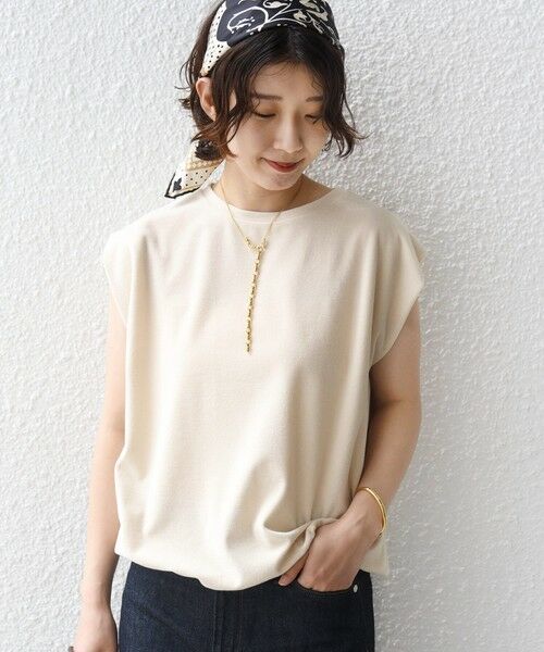 SHIPS / シップス カットソー | 《予約》〈接触冷感 / UVカット〉マイクロ パイル フレンチ スリーブ プルオーバー（サンドベージュ）