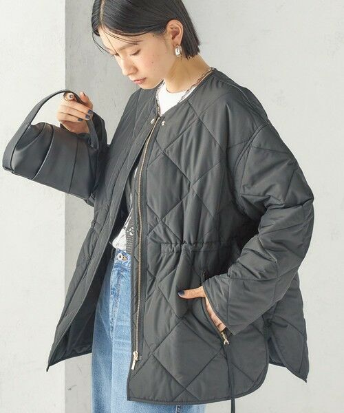 SHIPS / シップス ブルゾン | 《予約》〈撥水加工/手洗い可能〉HEAT 中綿 キルティング ジップ ブルゾン（ブラック）